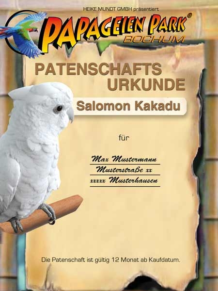 Spende Patenschaft f&uuml;r Salomonkakadu MARIE 12 Monate