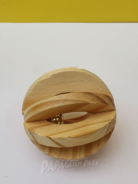 Scheiben Holzball mit Gl&ouml;ckchen &Oslash; 6 3 cm