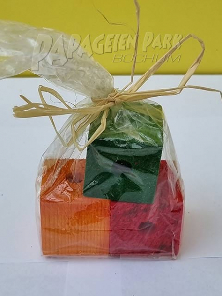 3 St&uuml;ck bunte Holzw&uuml;rfel 3 5cm mit Bohrung